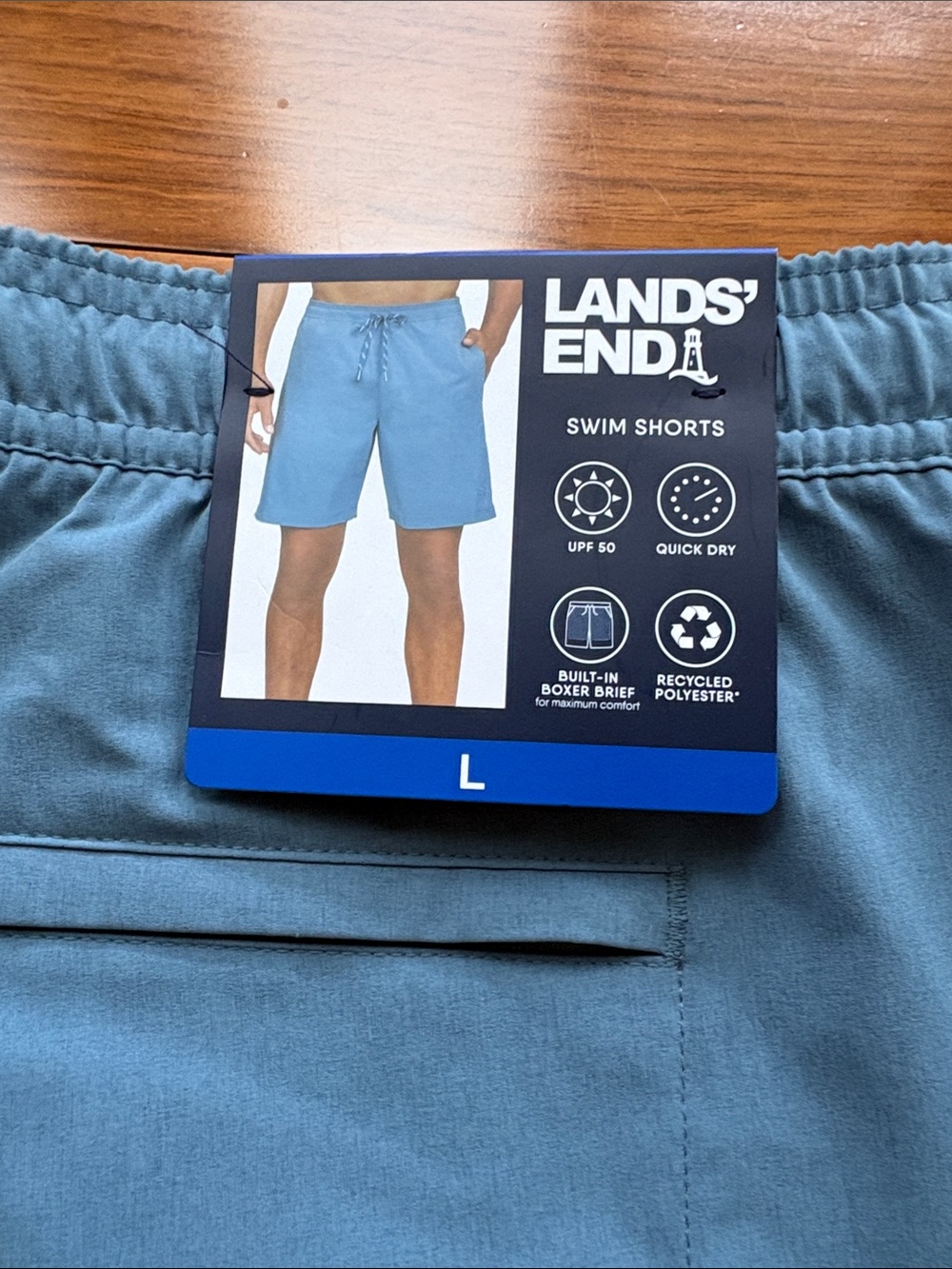 Lands' End Men's Light Blue Athletic Swim Shorts